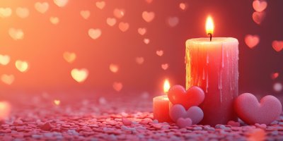 Candle On Bokeh Hearts Background. Vintage Style. Ed667d8b 4298 4b2a B73f 042a9ec6a6c1 0 Gigapixel Standard 6x