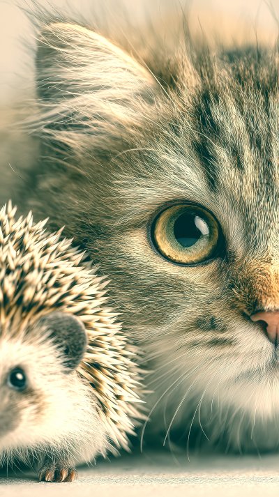 Cat And Hedgehog. Hedgehog. Ultra Realistic. Photo C62cf901 9936 42db A64c Bfc2bad47995 2 Gigapixel Standard 6x Tealorange