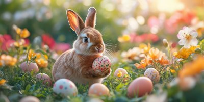 Charming Bunny Holding Easter Egg Surrounded By B 838ccb39 475a 4fcd 8890 58b75bb6623c 3 Gigapixel Standard 6x