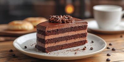 Chocolate Cake Slice With Coffee In Cafe. Cake. U 5432e905 1e8f 4108 818b Bce1e0f4135e 3 Gigapixel Standard 6x