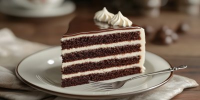 Chocolate Vanilla Layer Cake On A Plate With A Ca 7d677f7f 29d5 4120 Ac22 24b65bc6df39 2 Gigapixel Standard 6x