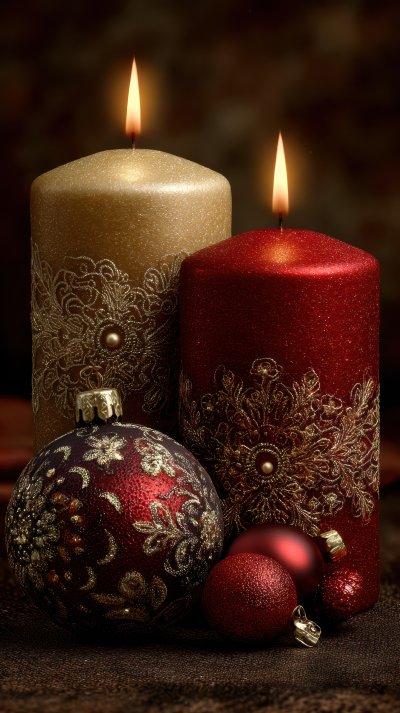 Christmas Background With Candles And Balls. Chri Edd134ec A663 42e2 99c5 20440a87213a 1 Gigapixel Standard 6x