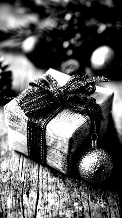 Christmas Gift Box With Red Bow And Christmas Tre A251d195 8fcd 44e5 8fe2 9f64298f780f 2 Gigapixel Standard 6x Bw