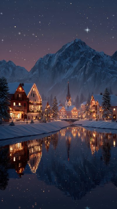 Christmas Holiday Landscape. Cute Houses Beautiful 9df0842e A4ad 4f71 A749 534ac8da8878 1 Gigapixel Standard 6x