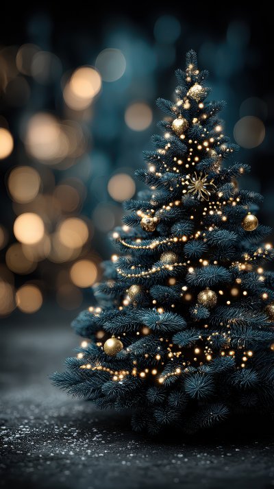 Christmas Tree With Decorations On A Dark Blue Ba 29bf34c0 6fc8 4200 8d3c Dc6bfc9be726 0 Gigapixel Standard 6x