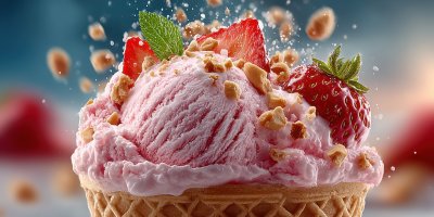 Close Up Of Strawberry Ice Cream In A Cup With Cr 63f66728 34e1 4038 9320 0df92535ce0c 0 Gigapixel Standard 6x