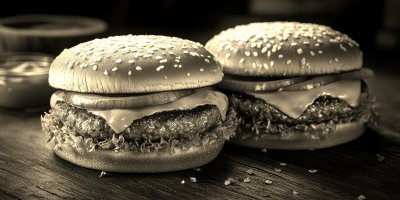 Close Up Of Home Made Tasty Burgers On Wooden Tab Bdede502 F058 4771 935d E2cb5f9ad725 2 Gigapixel Standard 6x Sepia