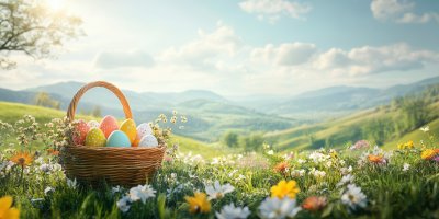 Colorful Easter Egg Basket In Sunny Meadow With W 488820d4 3332 433d A61f D700d6dda15d 0 Gigapixel Standard 6x
