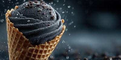 Creamy Charcoal Ice Cream In A Black Cone With A 86f8073e 3461 456a 9b7a Bbe80a6be654 1 Gigapixel Standard 6x