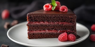 Dark Chocolate Cake Slice With Raspberry Garnish 0a752fc2 112a 4804 8fd9 Eead7363c84e 2 Gigapixel Standard 6x