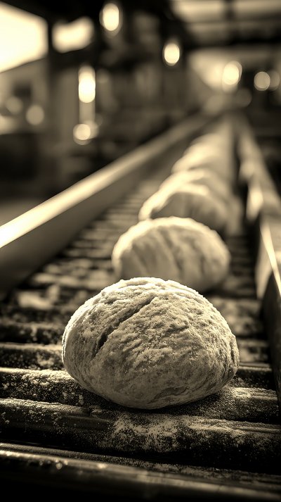 Dough Balls On A Conveyor Belt In A Bakery. Bread Baki D7a72134 Acc8 4f8e Aea7 60e7507d3865 1 Gigapixel Standard 6x Sepia