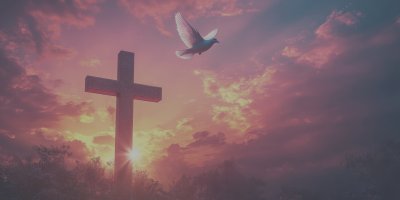 Dove Flying Above Christian Cross At Sunset Easte B7732bb4 C9f5 49da B652 A9d4a187fa65 2 Gigapixel Standard 6x Lc