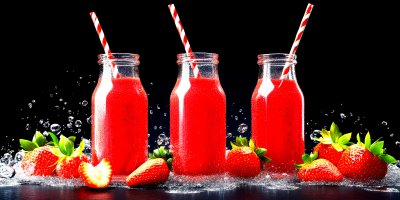 Fruit Juice Drink Strawberry Smoothie Straw Strawberries Glass Bottle Isolated Smoothie Ultra Realistic Photorealistic A 1736033710 Gigapixel Standard 6x Hc