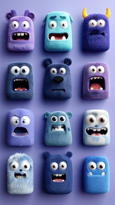 Funny 3d Monster Emoji Faces In Purple And Blue 09785017 07af 419d B9a3 3adf2d30c746 0 Gigapixel Standard 6x