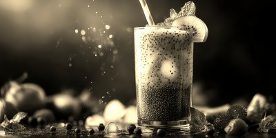 Glass Of Healthy Smoothie With Chia Seeds Fruit S 810c0157 A9f4 407d Bea5 611b1c469a47 0 Gigapixel Standard 6x Sepia
