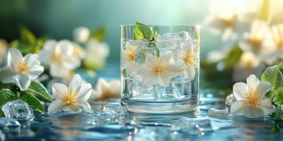 Glasses With White Flowers And Ice Cubes. Summer 2eeed044 Cf0f 4d1a 97fc 55a4b11f9dd3 2 Gigapixel Standard 6x