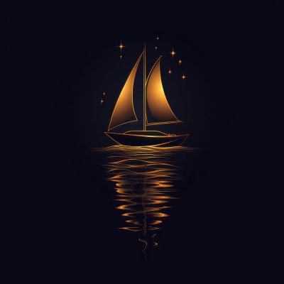 Golden Sailboat Floating On Water Minimalist Grap Db39be06 4d25 47bd 857a E22393464e6d 0 Gigapixel Standard 6x