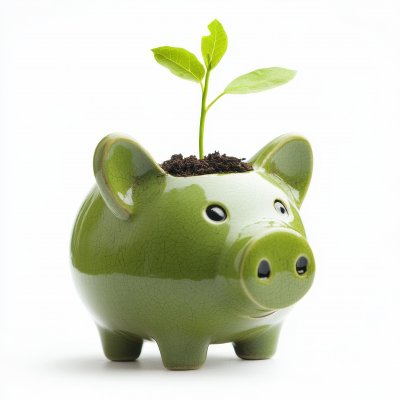 Green Piggy Bank With A Young Green Plant Is 89d11f15 B4b1 43b8 8851 7dfd9a8741d7 0 Gigapixel Standard 6x
