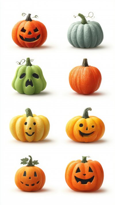 Halloween Pumpkin Set On White Background. Hallo 6a5f419d 7501 40d4 9251 E0a72b3a9c7e 3 Gigapixel Standard 6x