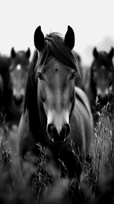 Herd Of Wild Horses Grazing. Wild Horse. Ultra Re B0bb74d1 A9d7 4765 911d 94409e540dd7 2 Gigapixel Standard 6x Bw