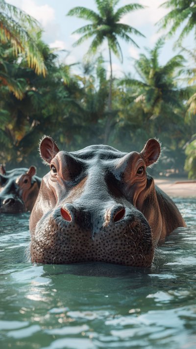 Hippopotamus Swimming In The Water At A Zoo. Hippo. Ceea2ba0 A198 458e A5d0 D3dab6d878e1 0 Gigapixel Standard 6x