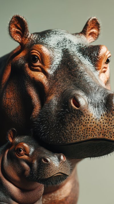 Hippopotamus With Baby. Hippo. Ultra Realistic. Pho 802599ee 1bbd 4d94 Bcc6 1280325f1bf0 3 Gigapixel Standard 6x