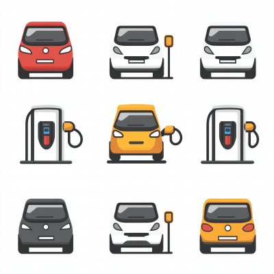 Icons On The Topic Of Electric Car Charging. 9c17a49c 18c3 4915 9519 30dd321e88db 1 Gigapixel Standard 6x