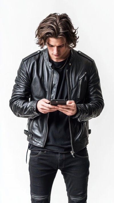 Man In Black Leather Jacket Using Smart Phon Ceaa435c F9a5 4081 853e 961b1091e5ce 1 Gigapixel Standard 6x