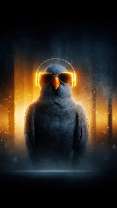 Neon Party Parrot. Tropical Bird Wearing Headphon 07ebe96c 8d81 43d6 97d6 Cd93a63effc9 2 Gigapixel Standard 6x