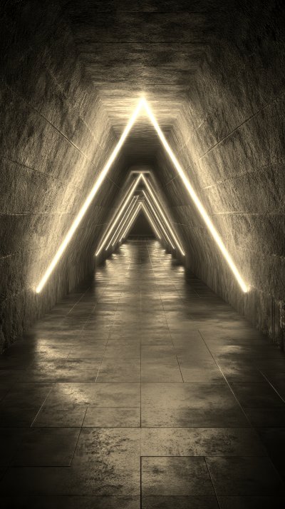 Neon Triangle Tunnel Light Abstract Background. Neo 2a2f78a6 C0b8 4348 A1ed 6ca9bf05dd8f 3 Gigapixel Standard 6x Sepia