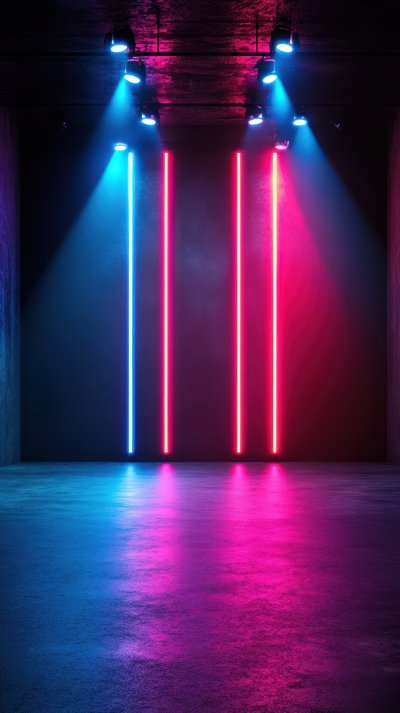 Neon Lights Illuminating An Empty Room With Black 432f278c 818b 4edd 9145 80eaa6b2933a 2 Gigapixel Standard 6x