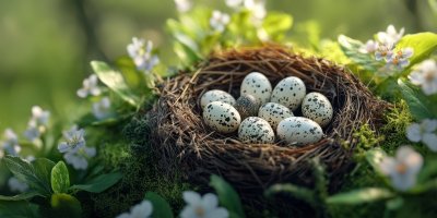 Nest With Quail Eggs Surrounded By Spring Flowers D7247781 6076 4e71 A56c 5321aa7fe203 3 Gigapixel Standard 6x