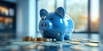 Photo Of A Blue Piggy Bank And Coins And Cas 267501c9 B197 4af5 838b D02b314fad69 2 Gigapixel Standard 6x