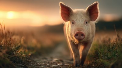 Pig Walking Along A Rustic Country Path At Dusk. P D22c23c3 F376 4a22 Ab1f F1e6e82e6e7e 3 Gigapixel Standard 6x