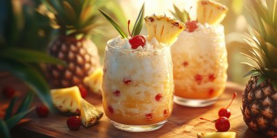 Pina Colada With Pineapple And Cherry On Top Cocktail With Fruits Ultra Realistic Photorealistic Ar 2 1 Stylize 250 1737666696 Gigapixel Standard 6x