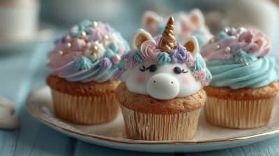 Plate With Cute Sweet Unicorn Cupcakes On Light Blue W Ec3f11f2 4128 4419 A3ec 814f9113e511 2 Gigapixel Standard 6x