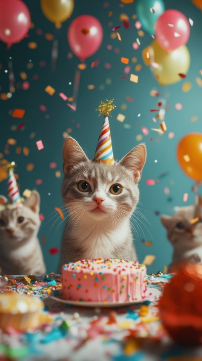 Playful Animals Celebrating Happy Birt Ay With C 960550b9 2adb 4501 9ee7 36a7cbaae664 2 Gigapixel Standard 6x