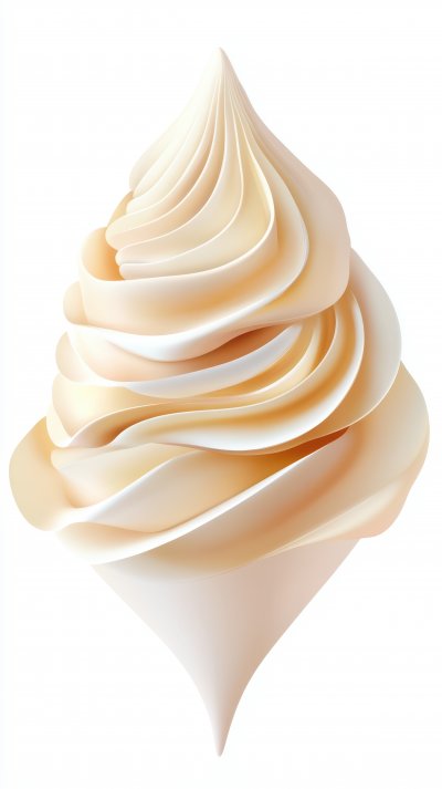 A close-up of a swirl of soft serve ice cream, ready for a delicious treat