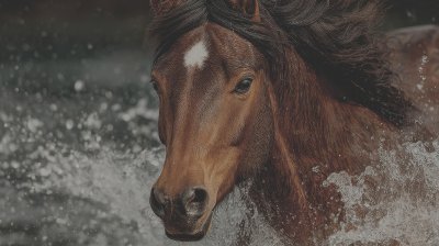 Powerful Mustang Horse Splashing In Dark Water. W D298ef64 D29d 404b 8245 5ef0279ada6f 1 Gigapixel Standard 6x Lc
