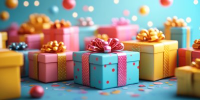 Presents At Birt Ay Party. Colorful Wrapped Gift 14d1e886 Cb92 4928 A588 459785bb261f 0 Gigapixel Standard 6x