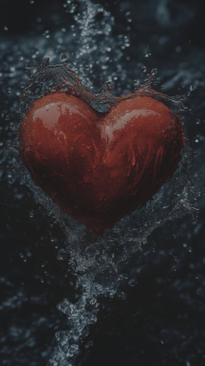 Red Heart Touches Water Creating A Splash Against A A35d1961 7ba2 42e1 910b 2e52069b83c5 2 Gigapixel Standard 6x Lc