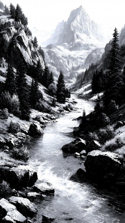 Route Along A Mountain River. Majestic River Moun C05fcecc 1d77 47cf 8664 Fe179f816959 2 Gigapixel Standard 6x Silver