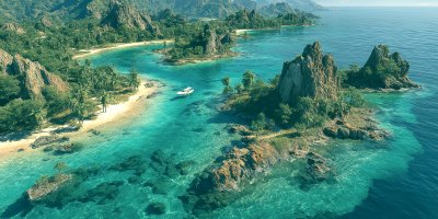 Seascape A Group Of Small Islands Top View. Natio 781bfbb5 937c 465d Ab22 C3cbbba7b761 1 Gigapixel Standard 6x Tealorange