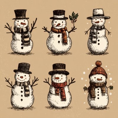Set Of Cute Doodle Line Art Icons. Snowman Icon Se Befebaac B484 4da7 A072 B1d391f9ee7e 3 Gigapixel Standard 6x