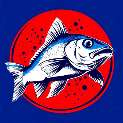 Stylized Fish Icon On Red And Blue Background. Fi C2726781 7628 4b53 91dc 166903b729d6 3 Gigapixel Standard 6x Hc
