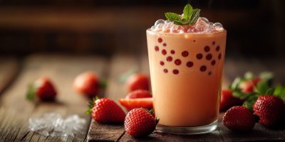Taiwan Milk Tea With Bubble And Strawberries On W D7294457 Ffc4 4ee1 Aa41 Bb70b6fd3ece 2 Gigapixel Standard 6x