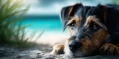 The Dog Relaxing On The Beach. Puppy Beach. Ultra C458bcde Fbd9 43fd A5b0 4fd1915ea5a3 3 Gigapixel Standard 6x