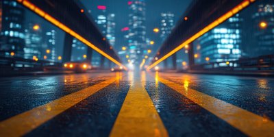 Traffic Rail Under Highway At Night. City Skyline 88527c84 D8a8 4616 865c 529064a47cd8 2 Gigapixel Standard 6x