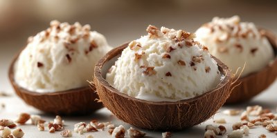 Vanilla Coconut Ice Cream In Shell Of Coconut Icecream With Nuts Ultra Realistic Photorealistic Ar 2 1 Stylize 250 1737574557 Gigapixel Standard 6x