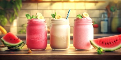 Watermelon And Banana Smoothie In Mason Jars With Mint On Wooden Background Smoothie Ultra Realistic Photorealistic Ar 2 1736010721 Gigapixel Standard 6x Stylut